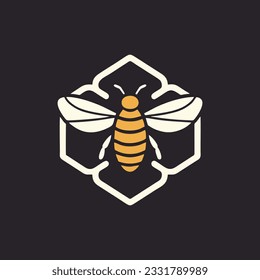 Bee logo, bees on the hive, simple design template vector illustration