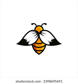 bee logo with brush wings, vector design template for your business