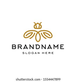  bee logo bumblebee icon illustration in trendy line linear outline style 