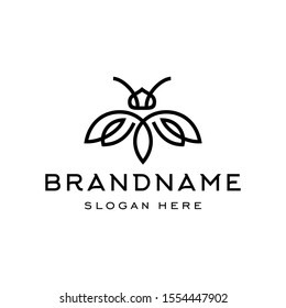  bee logo bumblebee icon illustration in trendy line linear outline style 