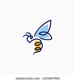  bee logo bumblebee icon illustration in trendy line linear outline style 