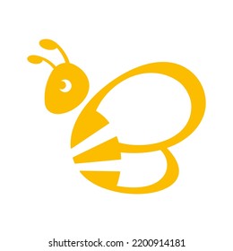 Bee Logo. Bumblebee Silhouette. Vector Isolated On White.