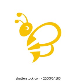 Bee Logo. Bumblebee Silhouette. Vector Isolated On White.