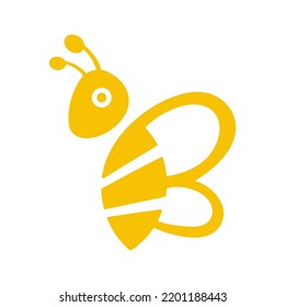 Bee Logo. Bumblebee Silhouette. Vector Isolated On White.