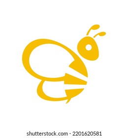 Bee Logo. Bumblebee Silhouette. Vector Isolated On White.