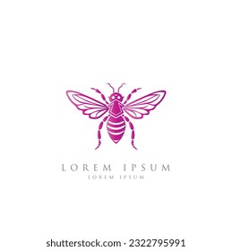 Bee Logo can be used for company, icon, and others. queen bee logo design. abstract Bee icon Logo design. minimal hipster bee bumblebee logo icon vector in trendy simple linear line outline style. 