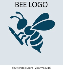 a bee logo color silhoutte vector illustration
