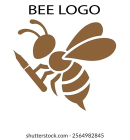 a bee logo color silhoutte vector illustration