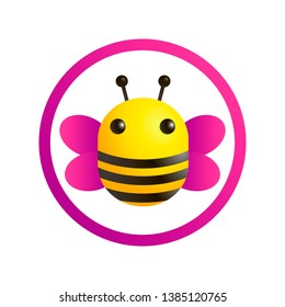 Bee logo, colorful illustration of a cute bee isolated on white background. Vector.