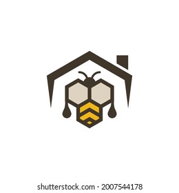 bee logo with a combination of the roof of the house for your business, a logo with a modern and simple style suitable for use on any media media