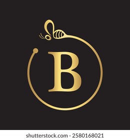 Bee Logo combine with letter B vector template