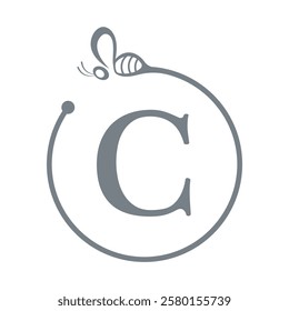 Bee Logo combine with letter C vector template