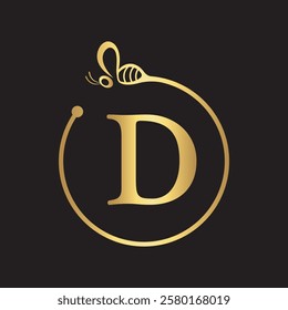 Bee Logo combine with letter D vector template