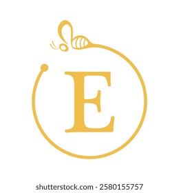 Bee Logo combine with letter E vector template