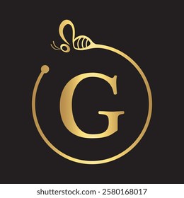 Bee Logo combine with letter G vector template