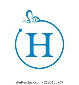 Bee Logo combine with letter H vector template