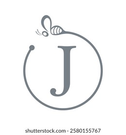 Bee Logo combine with letter J vector template