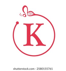 Bee Logo combine with letter K vector template