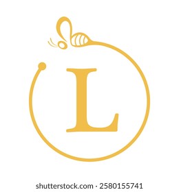 Bee Logo combine with letter L vector template