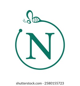 Bee Logo combine with letter N vector template