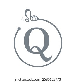 Bee Logo combine with letter Q vector template