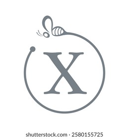 Bee Logo combine with letter X vector template