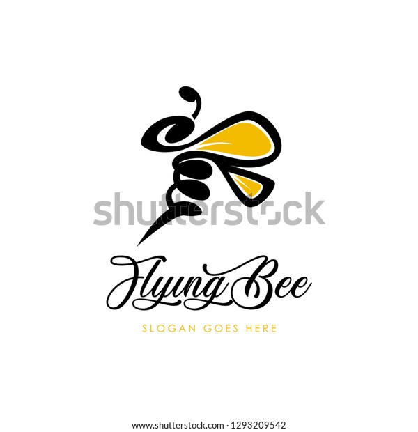 Bee Logo Design Stock Vector (Royalty Free) 1293209542