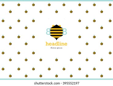 Bee logo design with background pattern/ Abstract background design/ Brochure cover template design