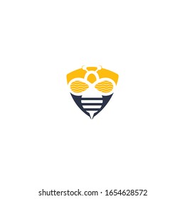 Bee Logo design Concept for honey package design. Bee Logo Template vector design.	