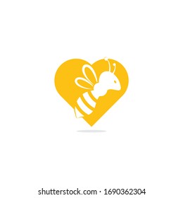 Diseño del logotipo de abeja Concepto para el diseño del paquete de miel. Concepto de forma de corazón de abeja Diseño vectorial de plantilla de logotipo.