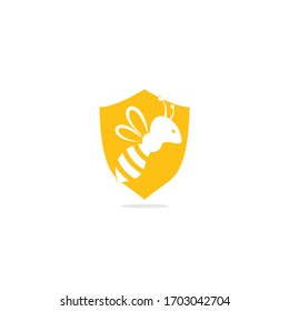 Bee Logo design Concept for honey package design. Bee shield shape concept Logo Template vector design.	

