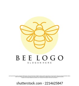 Bee logo design with creative concept Premium Vector