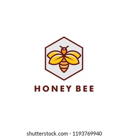Bee logo design, Fresh honey icon symbol vector