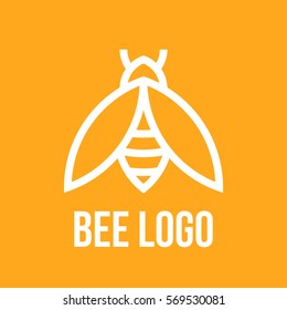 Bee logo design. Icon bees in a linear style. Minimal logo design. Vector