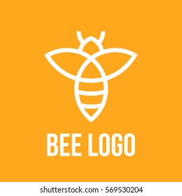Bee logo design. Icon bees in a linear style. Minimal logo design. Vector