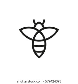 Bee logo design. Icon bee in a linear style. Minimal logo design. Vector