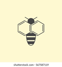 Bee Logo design. Insect logotype with naphthalene formula wing