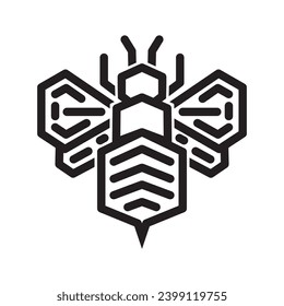 Bee Logo Design Line Minimalist