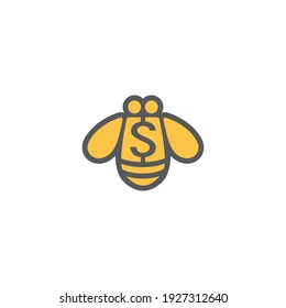 Diseño Con Logotipo De Abeja Con Color Dorado De Lujo. Plantilla de logotipo de abeja. Diseño moderno. Logo plano. Ilustración vectorial