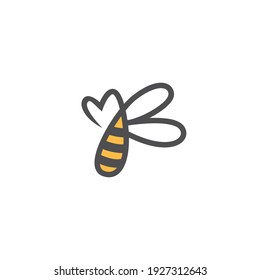 Bee Logo Design With Luxury Gold Colour. Bee Logo Template. Modern Design. Flat Logo. Vector Illustration
