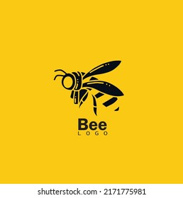 Bee Logo Design With Luxury Gold Colour. Bee Logo Template. Modern Design. Flat Logo. Vector Illustration