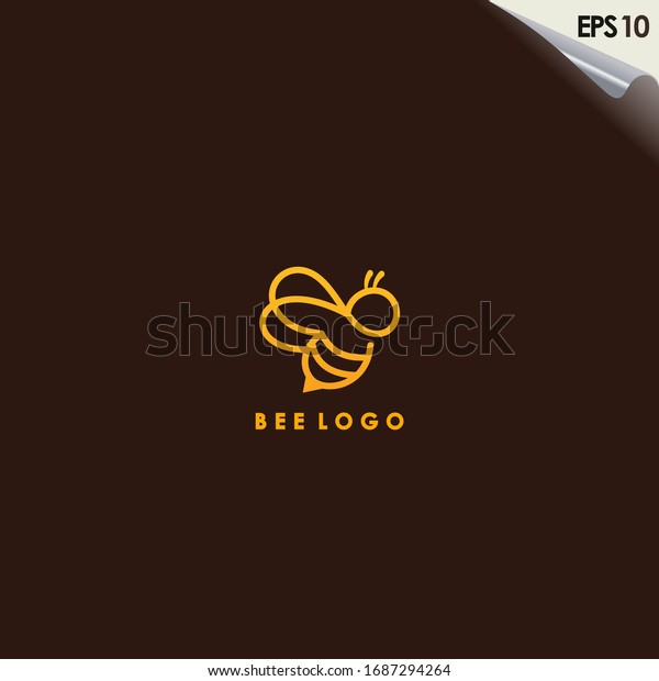 Bee Logo Design Luxury Gold Colour Stock Vector (Royalty Free