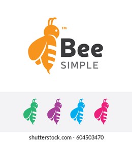 Bee logo design. Modern and Minimal bee logo concept. Vector logo template