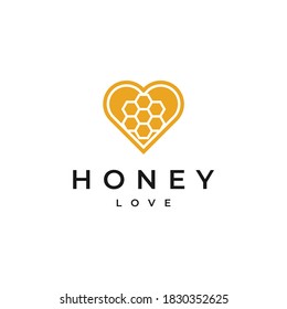 bee logo design modern simple vector with symbols love and white background