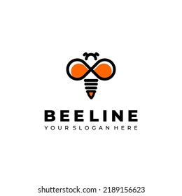 BEE LOGO DESIGN WITH OUTLINE