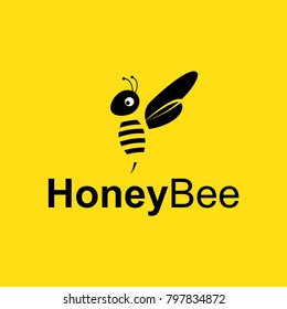 Bee logo design, Silhouette honeybee icon