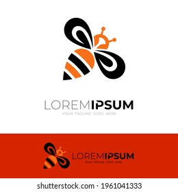 Bee logo design template, black and orange color