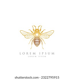 Bee logo design template elements. Modern abstract digital logo. Vector illustration. honey Bee animals logo vector. Bee vector logo icon illustration mascot