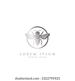 Bee logo design template elements. Modern abstract digital logo. Vector illustration. honey Bee animals logo vector. Bee vector logo icon illustration mascot