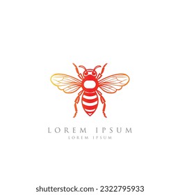 Bee logo design template elements. Modern abstract digital logo. Vector illustration. honey Bee animals logo vector. Bee vector logo icon illustration mascot